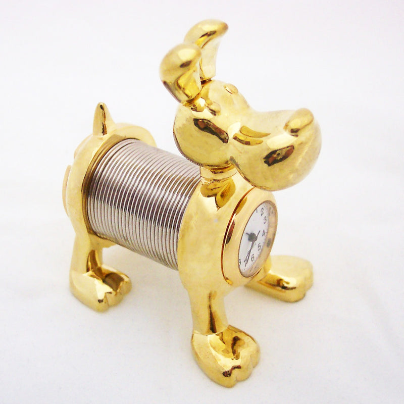 Gold Spring Dog Collectible Mini Clock