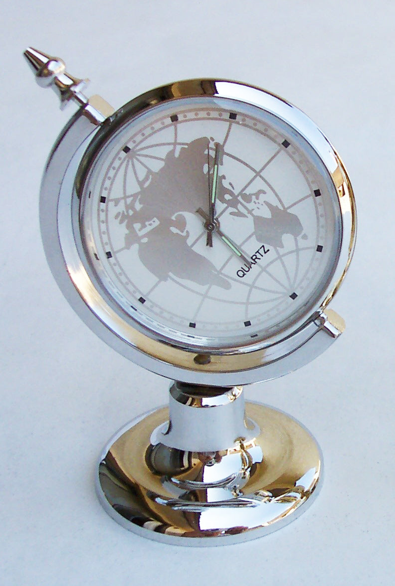 Silver Globe Collectible Mini Clock