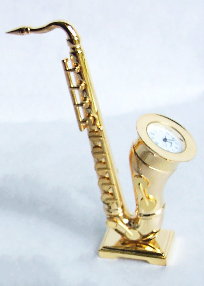 Gold Saxophone Collectible Mini Clock