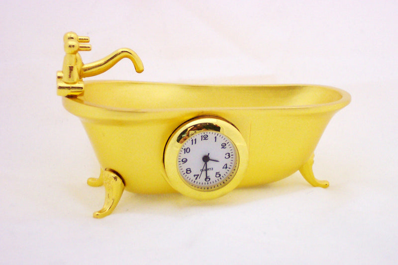 Gold Bathtub Collectible Mini Clock