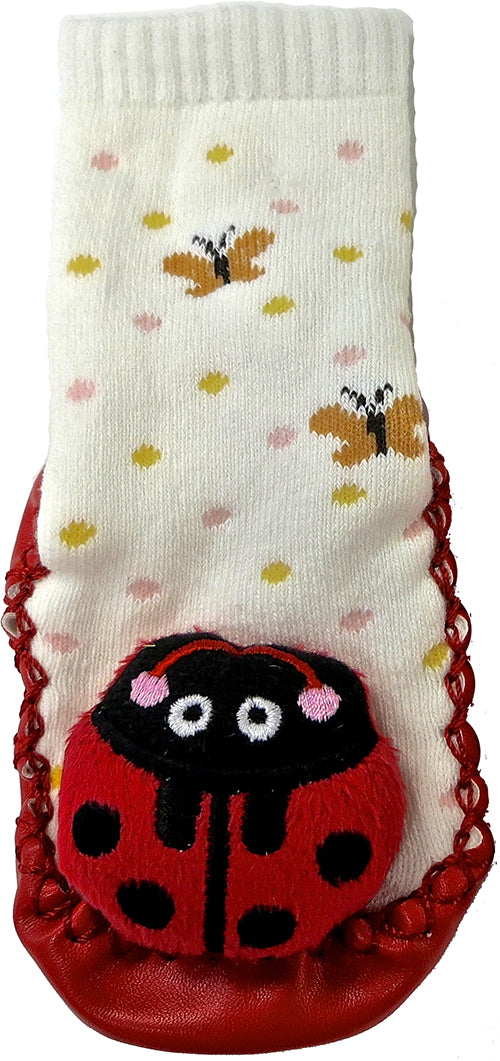 Red/White Lady Bug Sound Sock Shoes