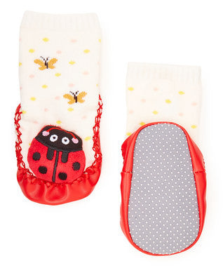 Red/White Lady Bug Sound Sock Shoes
