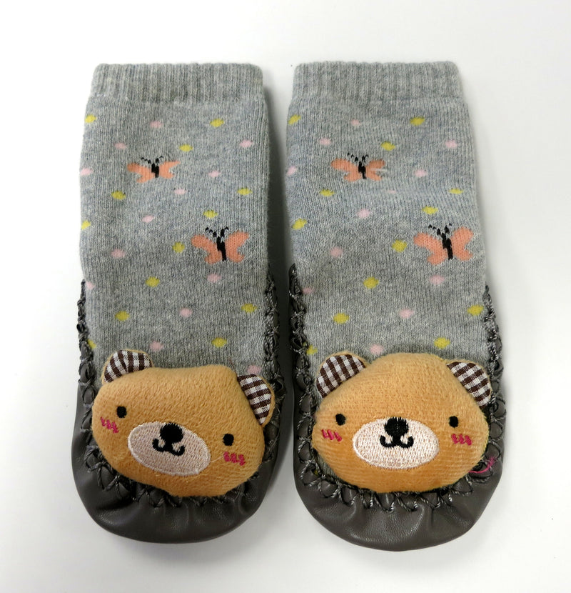 Gray Teddy Bear Sound Sock Shoes