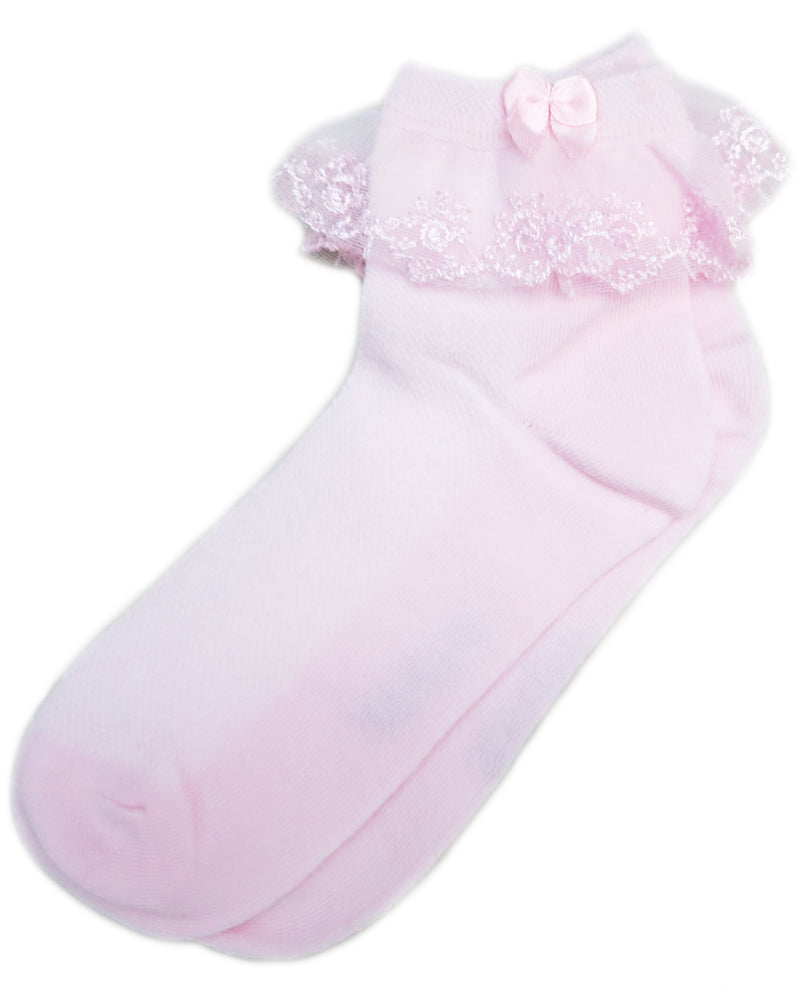 Pink Lace Trim Socks