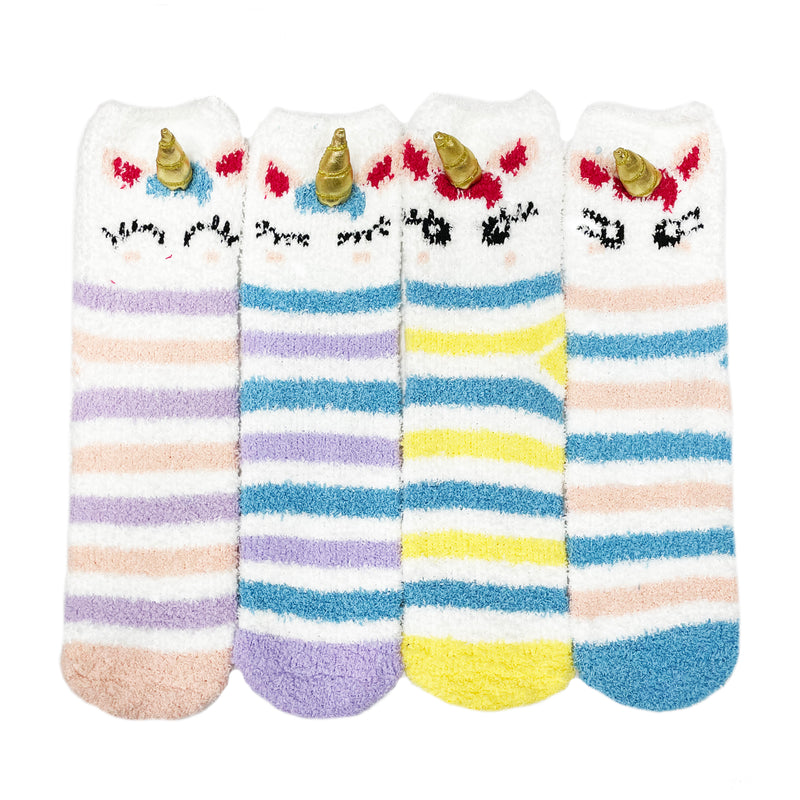 3D Unicorn Plush Socks (4 Pairs Pack)