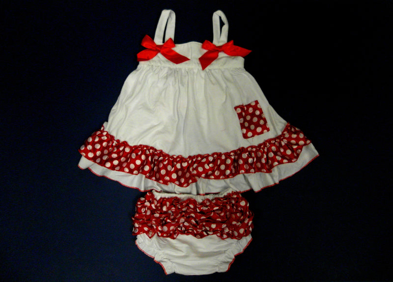White Red Pocka Dot Swing Top Set