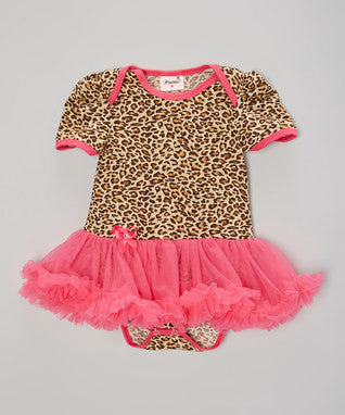Leopard Bodysuit Attach Hot Pink Tutu