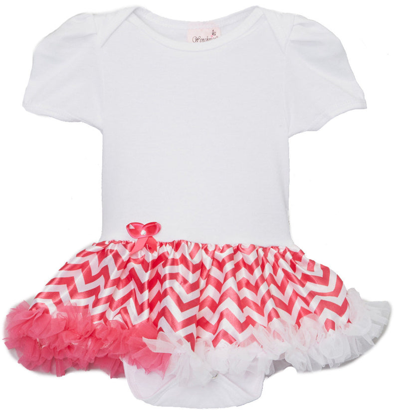 White Bodysuit With Hot Pink Chevron Tutu