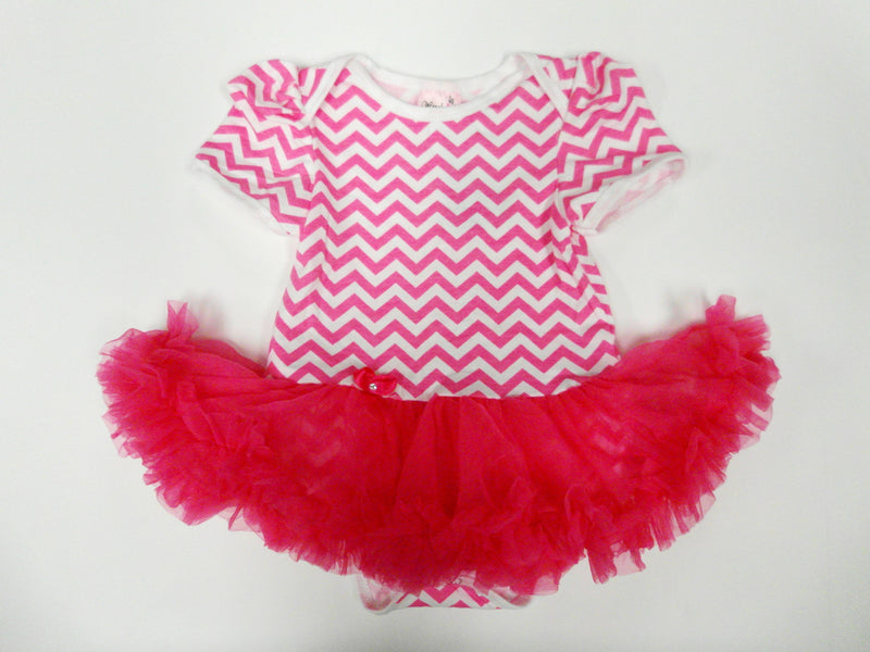 Hot Pink Chevron Bodysuit With Hot Pink Tutu