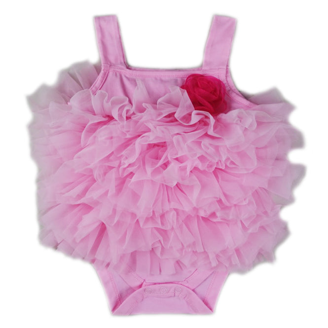 Pink Chiffon Ruffle Bodysuit