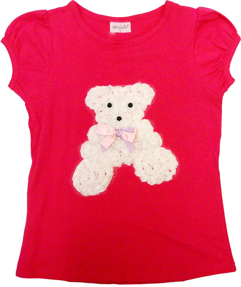 Hot Pink Short Sleeve Shirt With White Bear