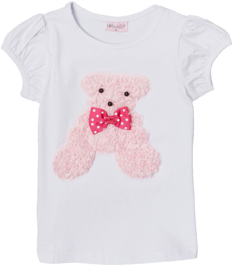 White Short Sleeve Shirt With White Bear