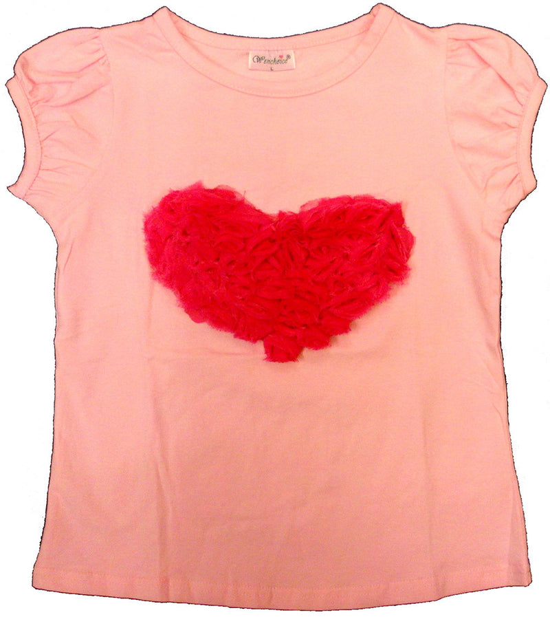Pink Short Sleeve Shirt With Rose Heart