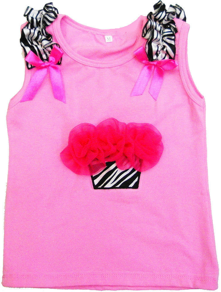 Pink Zebra Cupcake Tank Top Without Candle