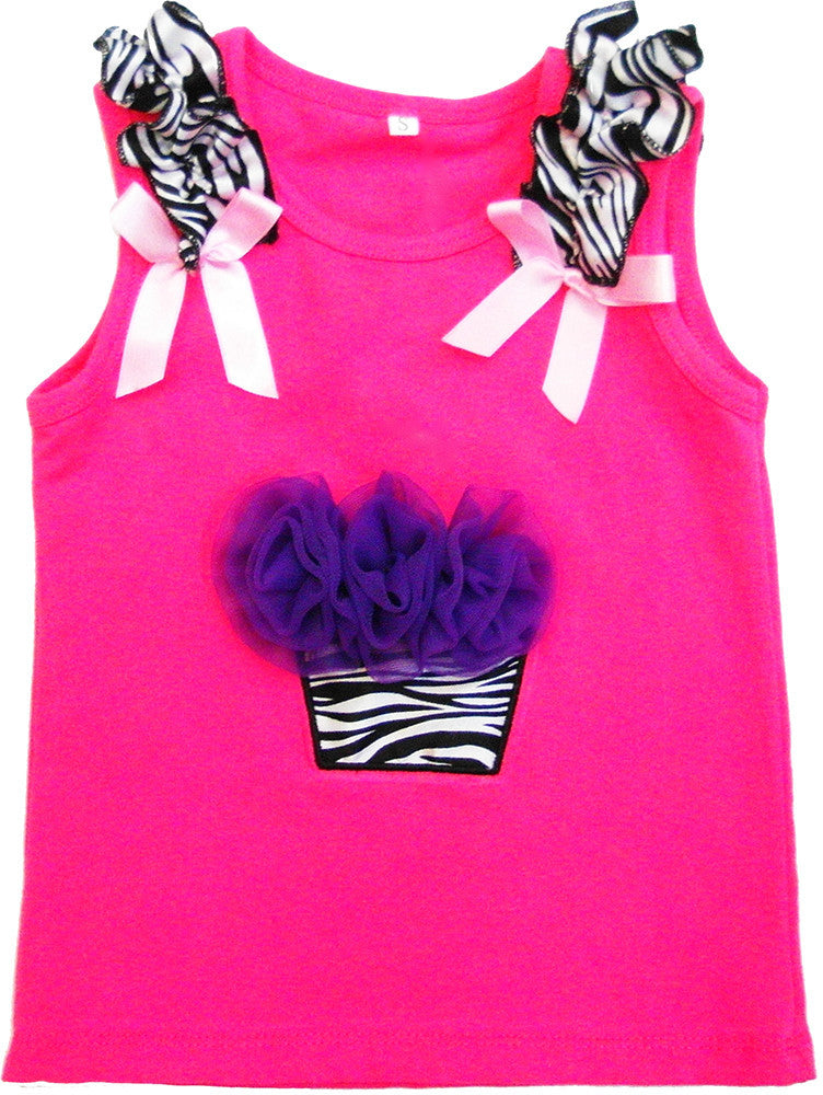Hot Pink Zebra Cupcake Tank Top Without Candle