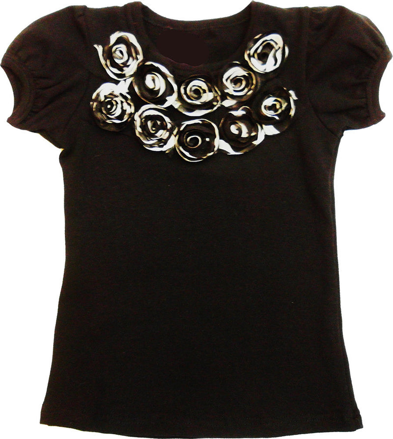 Black Zebra Flower Short Sleeve Shirt