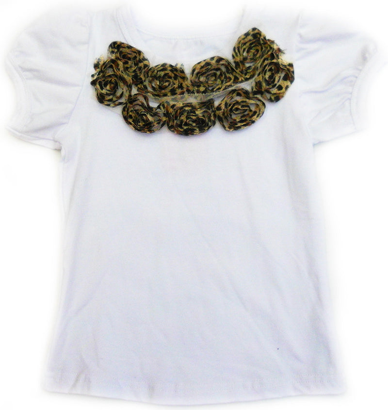 White Leopard Flower Short Sleeve Shirt
