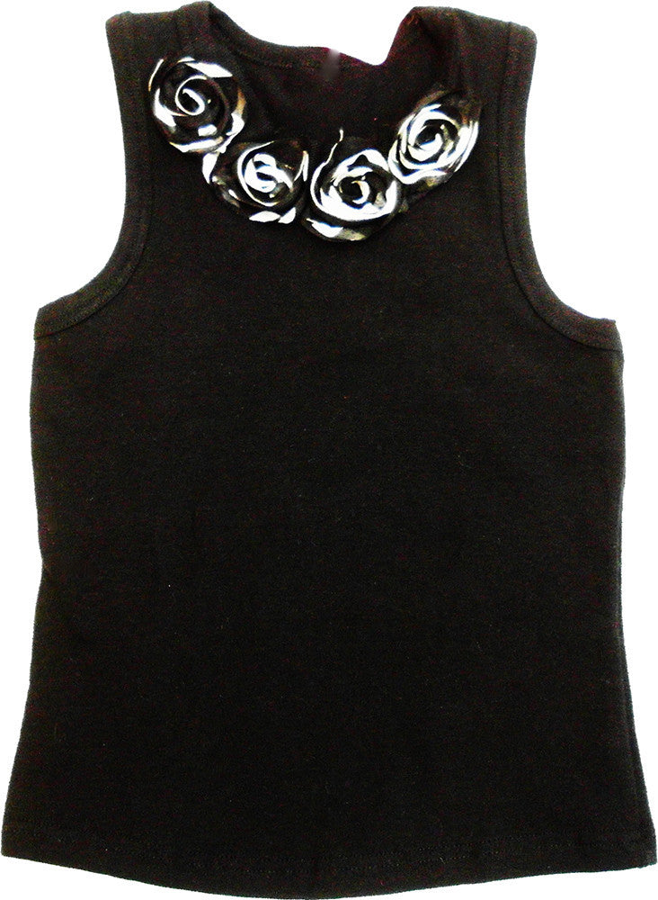 Black Zebra Flower Tank Top