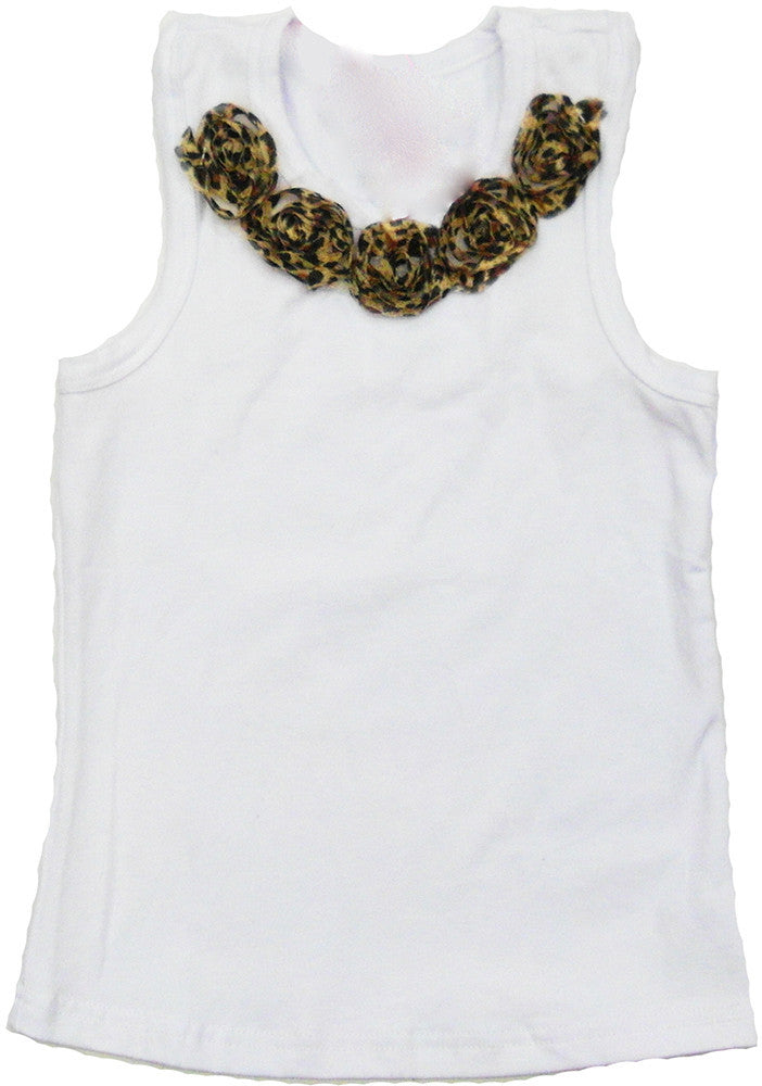 White Leopard Flower Tank Top