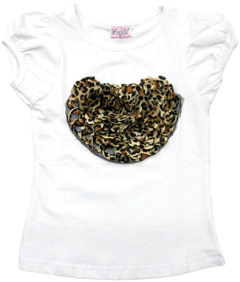 White Leopard Heart Short Sleeve Shirt