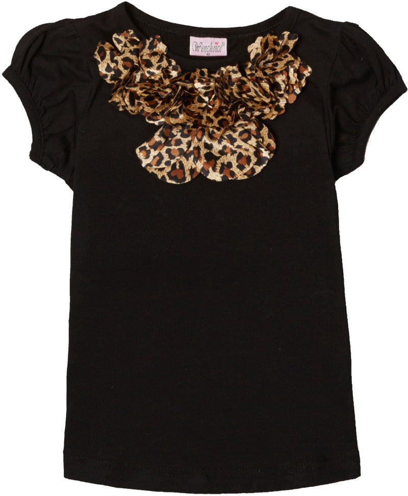 Black Short Sleeve Shirt With Leopard Eagle