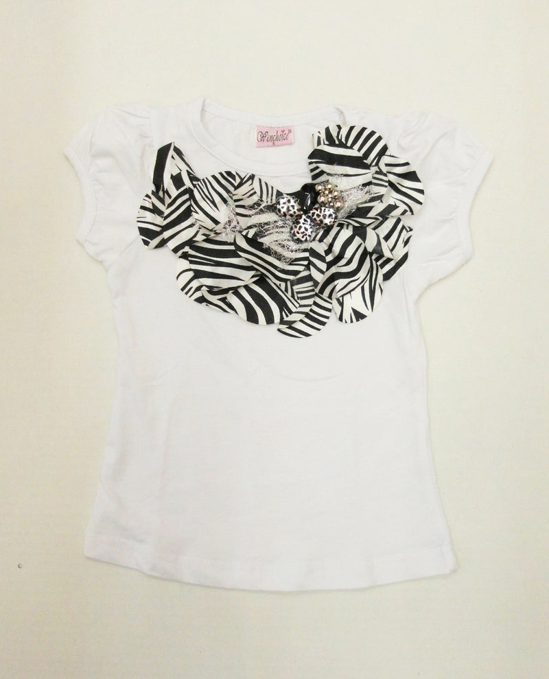 White Short Sleeve Shirt With Zebra Bell