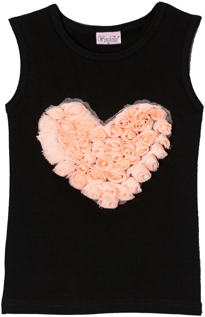 Black Rose Heart Tank Top