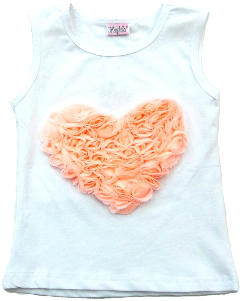 White Coral Rose Heart Tank Top