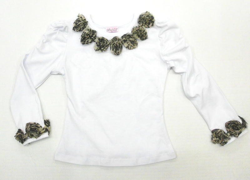 White Leopard Flower Long Sleeve Shirt
