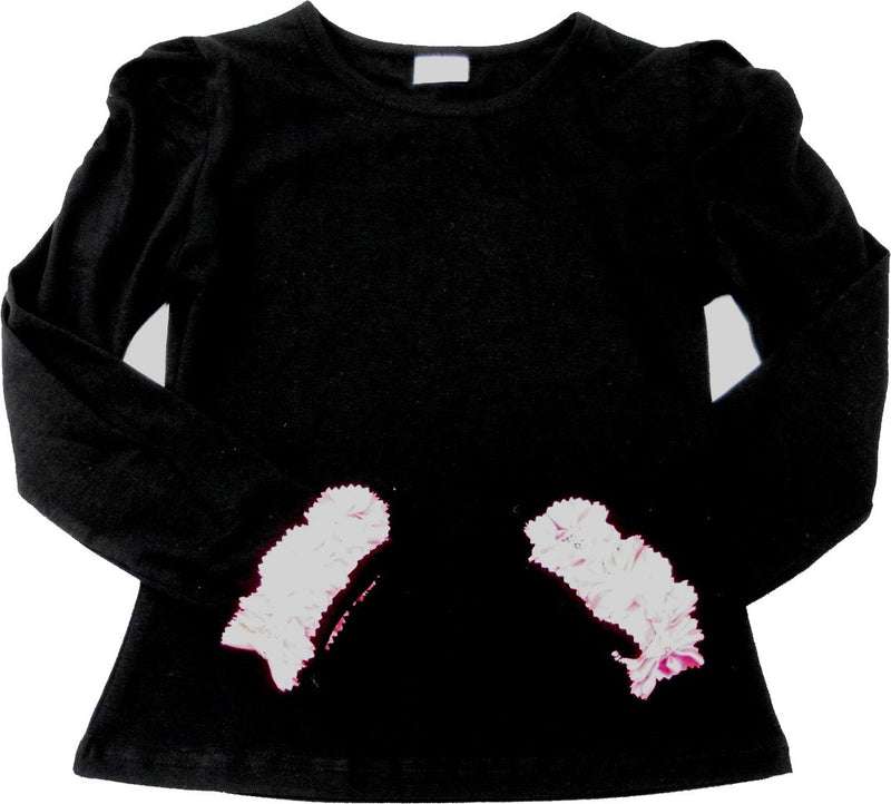 Black Ruffle Brim Long Sleeve Shirt