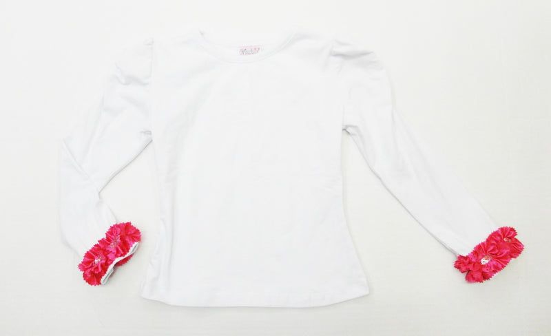 White Ruffle Brim Long Sleeve Shirt