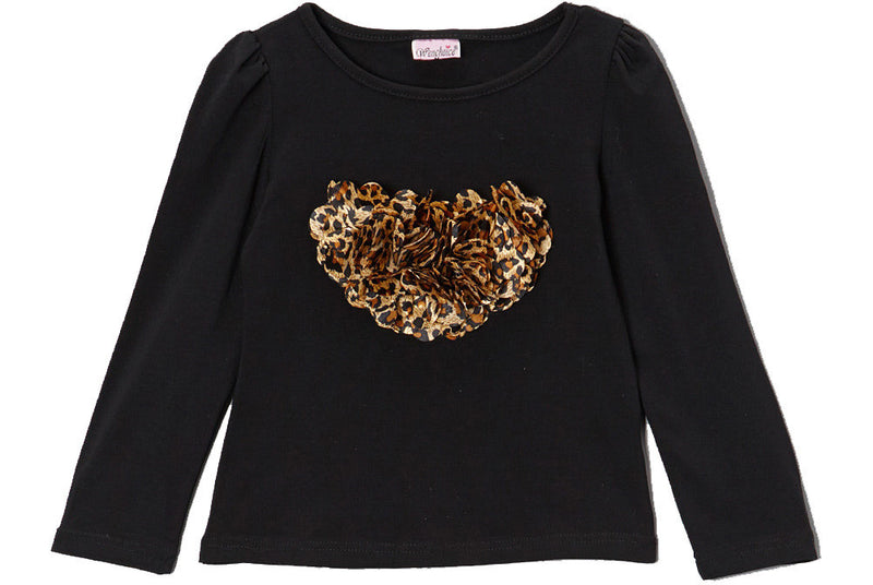 Black Long Sleeve Shirt With Cheetah Heart