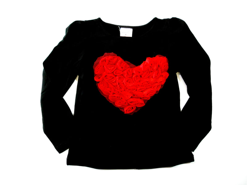 Black Rose Heart Long Sleeve Shirt