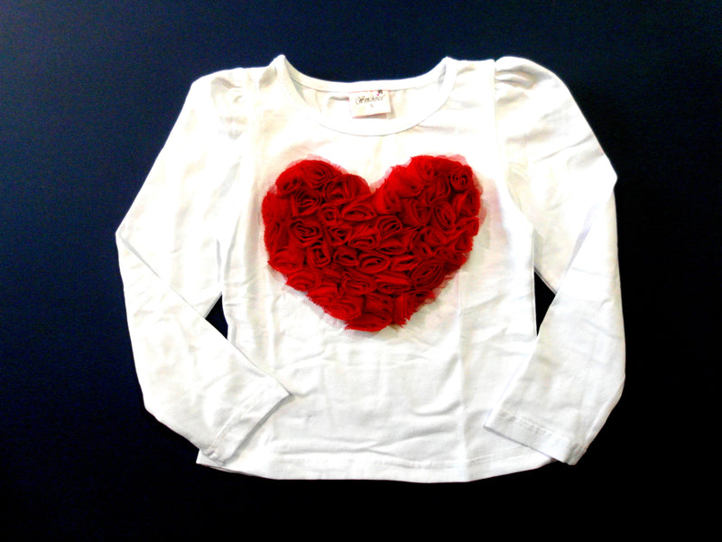 White Rose Heart Long Sleeve Shirt