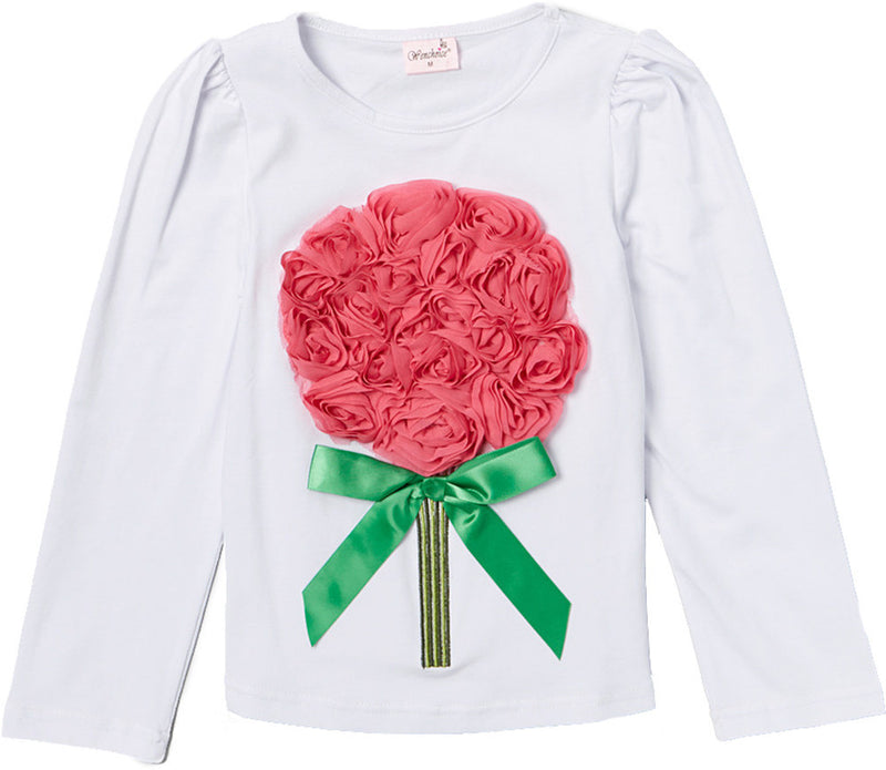 White Rose Big Flower Long Sleeve Shirt