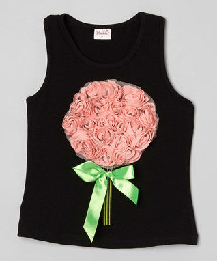 Black Coral-Rose Bouquet Tank Top