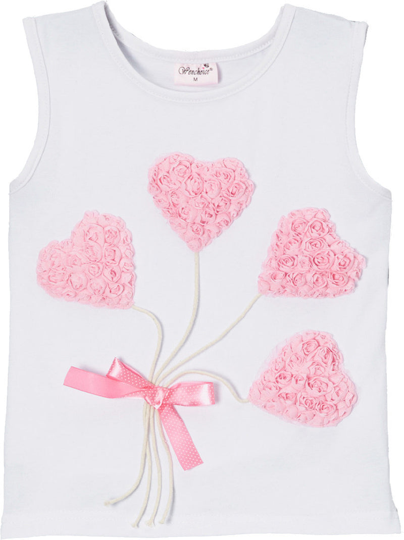 White Pink-Heart Balloon Tank Top