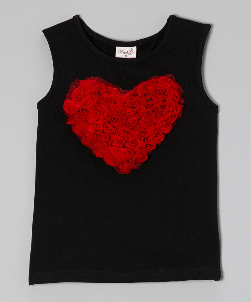 Black Red-Heart Tank Top