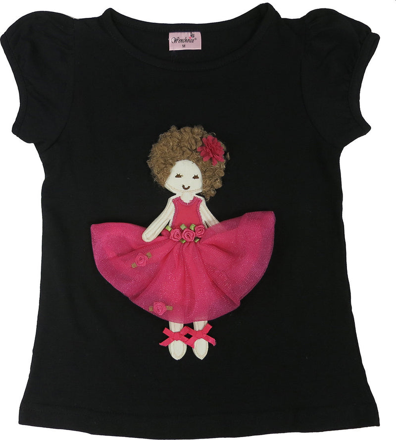 3-D Curly Girl Black Short Sleeve Shirt