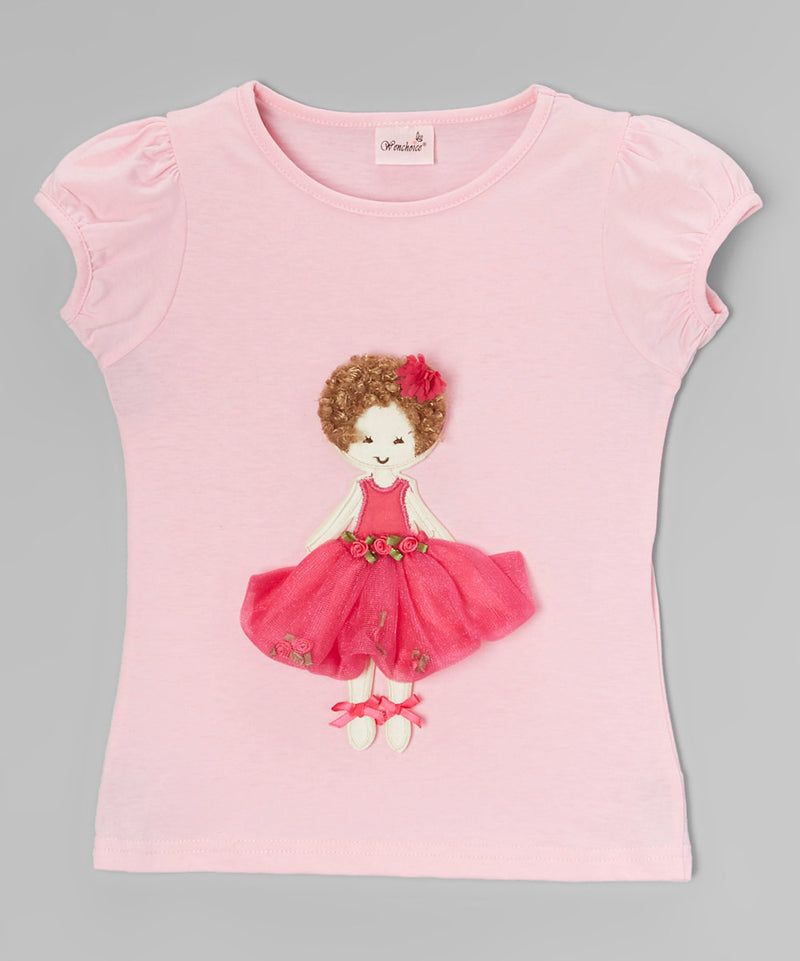 3-D Curly Girl Pink Short Sleeve Shirt