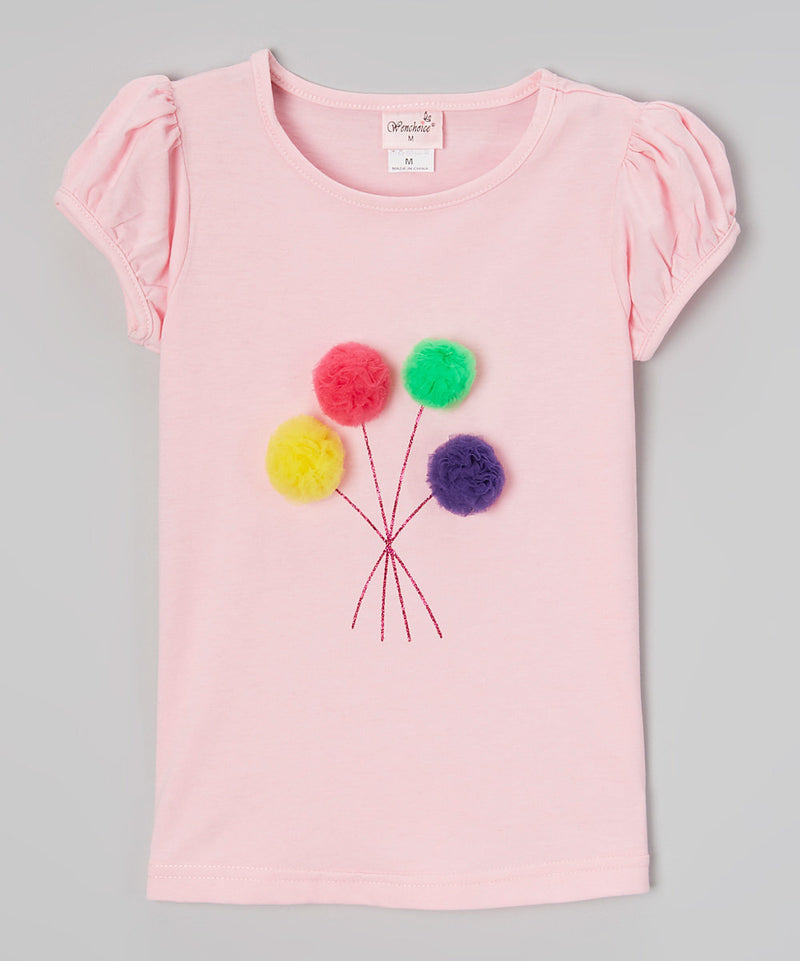 Pink Pompom Short Sleeve Shirt