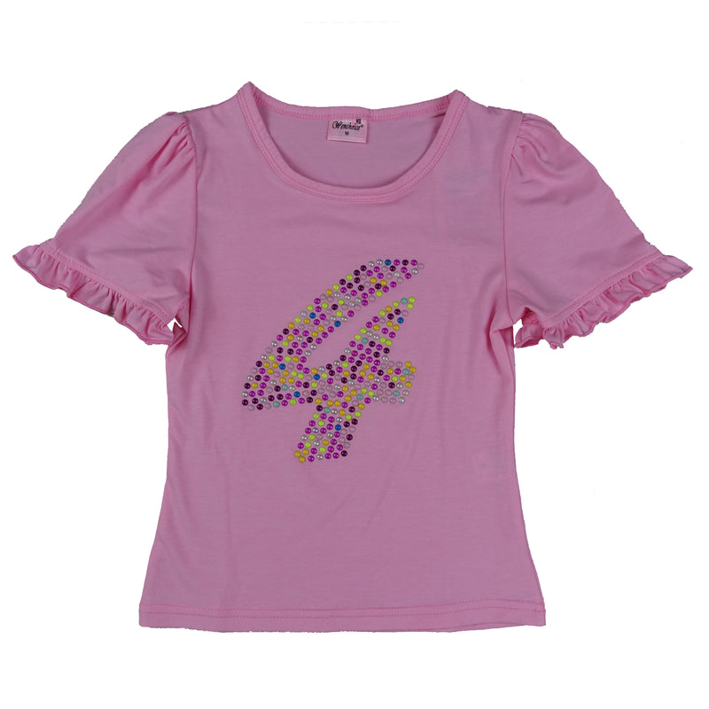 Pink No.4 Girl Short Sleeve Shirt