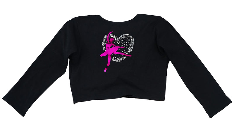 Black Ballet Girl Heart Wrap Top