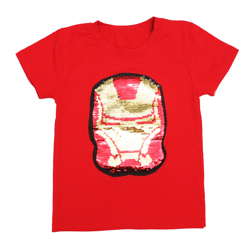 Red Flip Sequins Iron Man T-Shirt