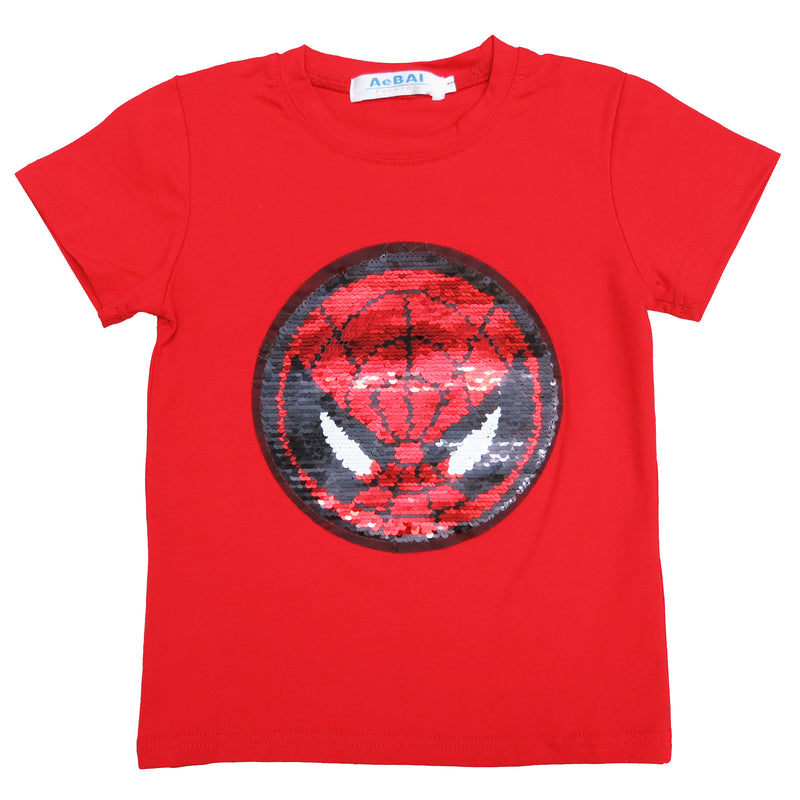 Red Flip Sequins Spiderman/Captain America T-Shirt