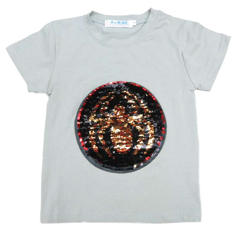 Gray Flip Sequins Spiderman T-Shirt