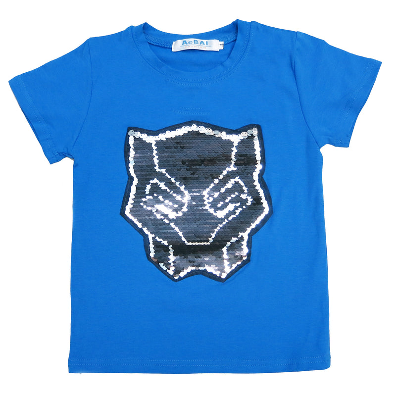 Blue Flip Sequins Black Panther T-Shirt