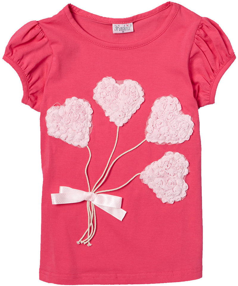 Hot Pink Short Sleeve Shirt With 4 Heart