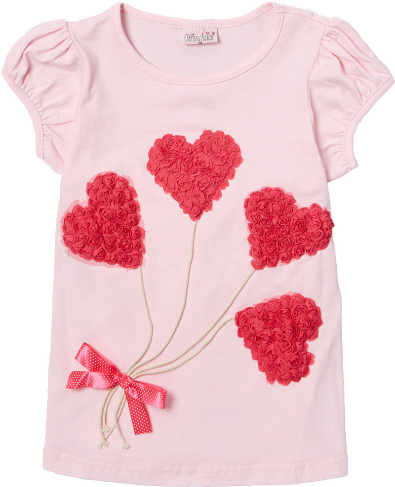 Pink Short Sleeve Shirt With 4 Heart
