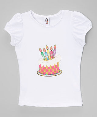 B-Day Cake & Candles White Short Sleeve Shirt